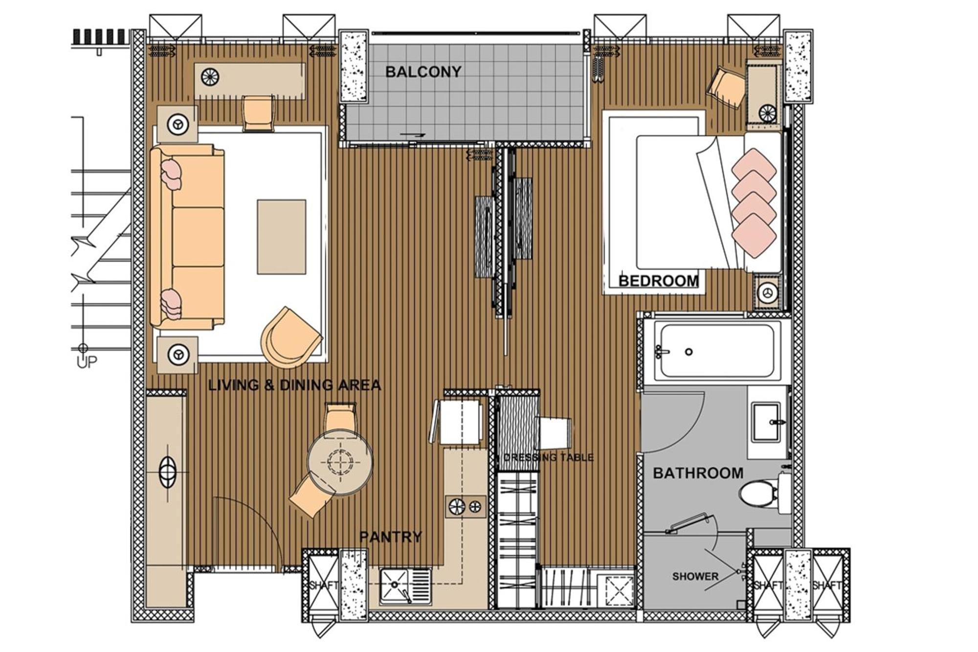 The Park Nine Hotel Suvarnabhumi Bangkok Szoba fotó A floor plan of a typical apartment